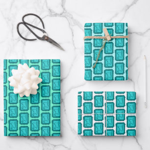 Whimsical Kerst Duiven Raster Cute Helder Vakantie Inpakpapier Vel