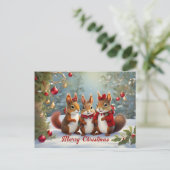 Whimsical Kerst Eekhoorns Verrukking Briefkaart (Staand voorkant)