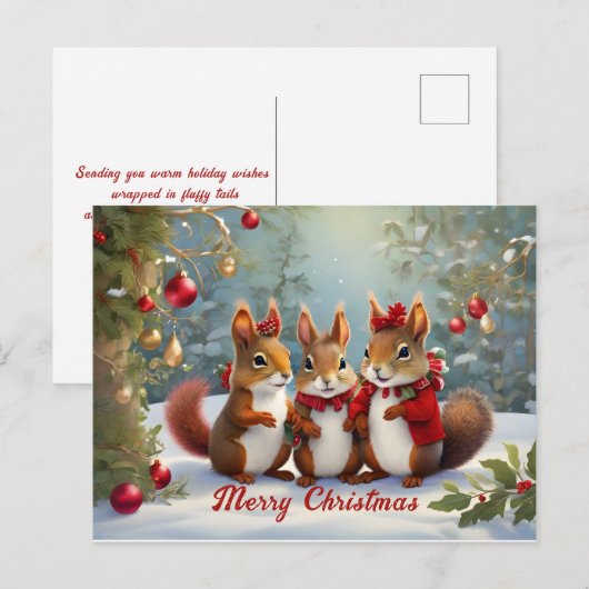 Whimsical Kerst Eekhoorns Verrukking Briefkaart (Voorkant / Achterkant)