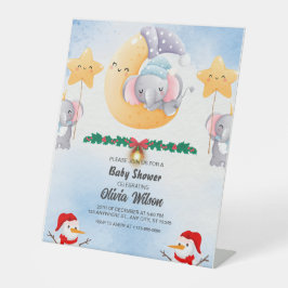 Whimsical Kerst Eenvoudige Baby shower Uitnodiging Reclamebord Met Voetstuk