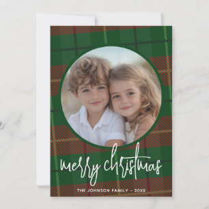 Whimsical Kerst Foto - Calligrafie en Schotlandse Feestdagenkaart