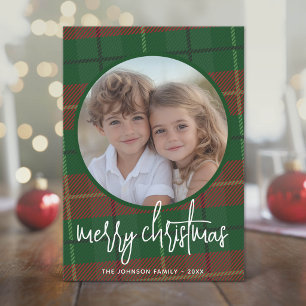 Whimsical Kerst Foto - Calligrafie en Schotlandse  Feestdagenkaart