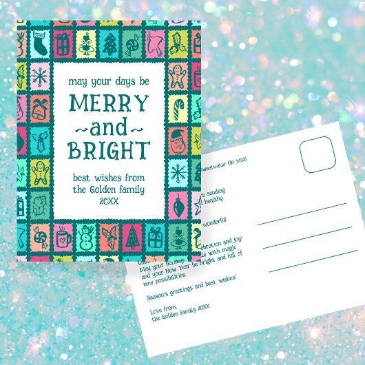 Whimsical Kerst Grid Lief Persoonlijk Feestdagenkaart