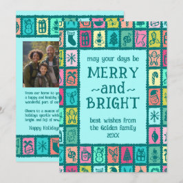 Whimsical Kerst Grid Schattig Aangepast 2 FOTO  Feestdagenkaart