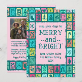 Whimsical Kerst Grid Schattig Aangepast 2 FOTO  Feestdagenkaart