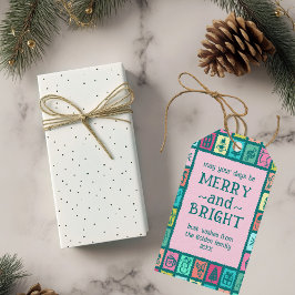 Whimsical Kerst Grid Schattig Aangepast  Cadeaulabel