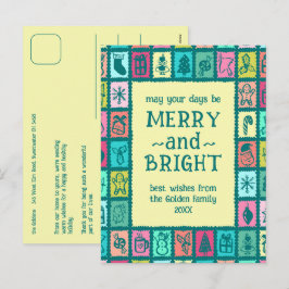 Whimsical Kerst Grid Schattig Aangepast  Feestdagenkaart