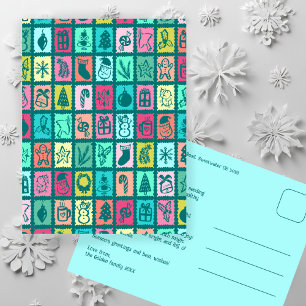 Whimsical Kerst Grid Schattig Aangepast Feestdagenkaart
