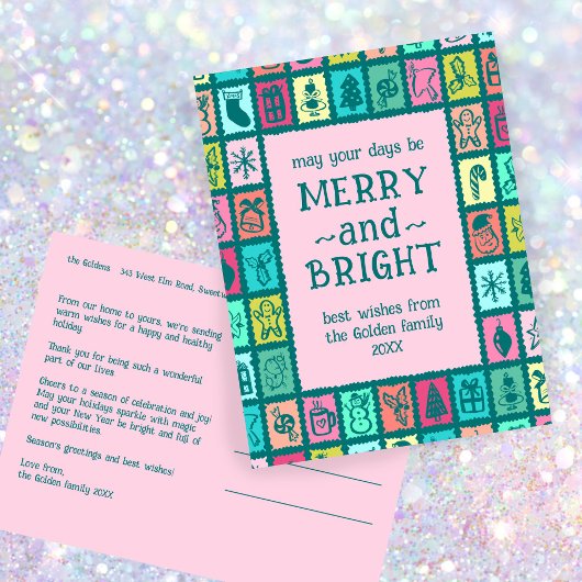 Whimsical Kerst Grid Schattig Aangepast Feestdagenkaart