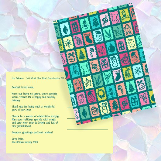 Whimsical Kerst Grid Schattig Aangepast Feestdagenkaart