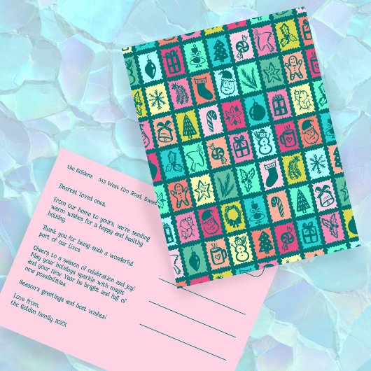 Whimsical Kerst Grid Schattig Aangepast Feestdagenkaart