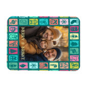 Whimsical Kerst Grid Schattig Aangepaste Foto Magneet (Horizontaal)