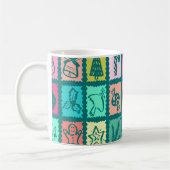 Whimsical Kerst Grid Schattig Helder Vakantie Koffiemok (Links)