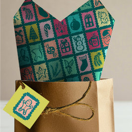 Whimsical Kerst Grid Schattig Helder Vakantiedrukw Tissuepapier