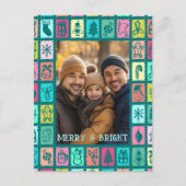 Whimsical Kerst Grid Schattige Aangepaste Foto Feestdagenkaart (Voorkant)