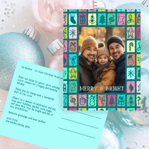 Whimsical Kerst Grid Schattige Aangepaste Foto Feestdagenkaart
