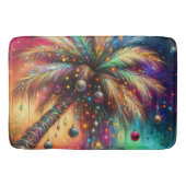 Whimsical Kerst Palmboom Tropisch Strand Levendig Badmat (Voorkant)