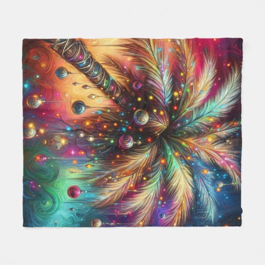 Whimsical Kerst Palmboom Tropisch Strand Levendig Fleece Deken (Voorkant (Horizontaal))