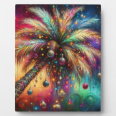 Whimsical Kerst Palmboom Tropisch Strand Levendig Fotoplaat (Voorkant)