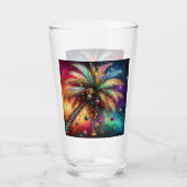 Whimsical Kerst Palmboom Tropisch Strand Levendig Glas (Voorkant)