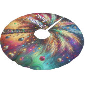 Whimsical Kerst Palmboom Tropisch Strand Levendig Kerstboom Rok (Gekanteld)