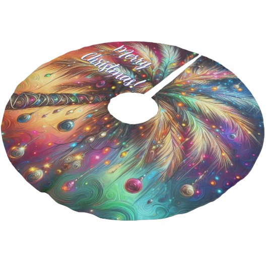 Whimsical Kerst Palmboom Tropisch Strand Levendig Kerstboom Rok (Gekanteld)