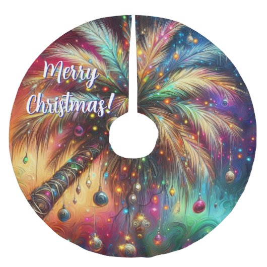 Whimsical Kerst Palmboom Tropisch Strand Levendig Kerstboom Rok (Voorkant)