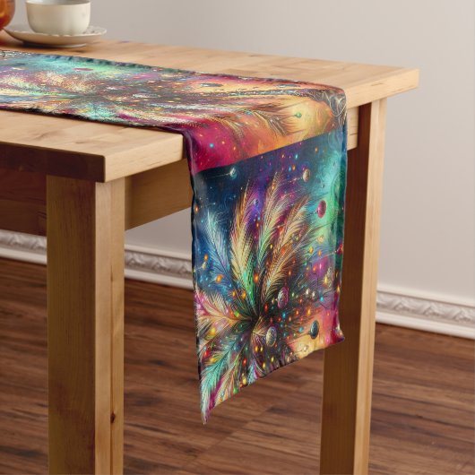 Whimsical Kerst Palmboom Tropisch Strand Levendig Korte Tafelloper (Voorbeeld)