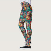 Whimsical Kerst Palmboom Tropisch Strand Levendig Leggings (Links)