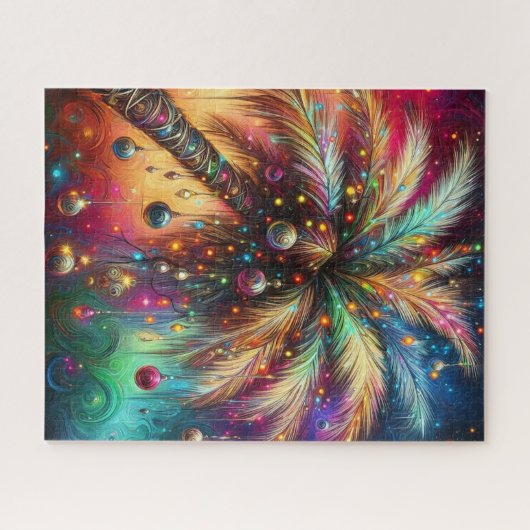 Whimsical Kerst Palmboom Tropisch Strand Levendig Legpuzzel (Horizontaal)