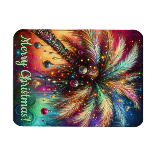 Whimsical Kerst Palmboom Tropisch Strand Levendig Magneet (Horizontaal)