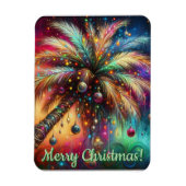 Whimsical Kerst Palmboom Tropisch Strand Levendig Magneet (Verticaal)