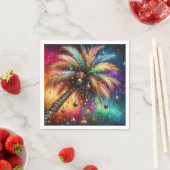 Whimsical Kerst Palmboom Tropisch Strand Levendig Servet (Insitu)