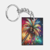 Whimsical Kerst Palmboom Tropisch Strand Levendig Sleutelhanger (Voorkant Links)