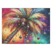 Whimsical Kerst Palmboom Tropisch Strand Levendig Tafelkleed (Voorkant (Horizontaal))