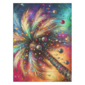 Whimsical Kerst Palmboom Tropisch Strand Levendig Tafelkleed (Voorkant)