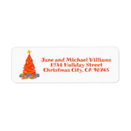 Whimsical Kerst Schattige Kleurrijke Xmas Tree Etiket