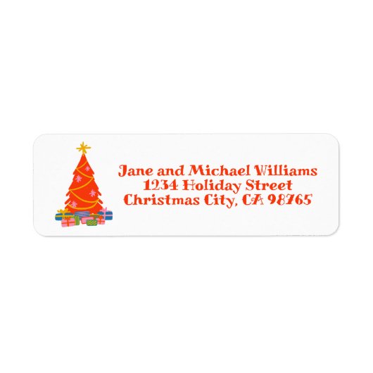 Whimsical Kerst Schattige Kleurrijke Xmas Tree Etiket (Voorkant)