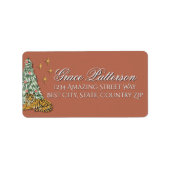 Whimsical Kerst Tijger Roze Adres Etiket (Voorkant)