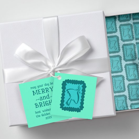 Whimsical Kerst Vredesduif Cute Kerstcadeau Bedankjes Labels