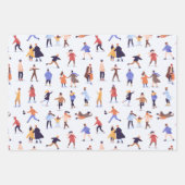 Whimsical Kerst Winter Sneeuw Engelen Schaatsen Inpakpapier Vel (Voorkant 3)