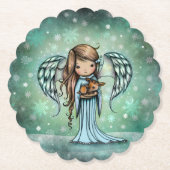 Whimsical KerstAngel met Fawn Art Kartonnen Onderzetters (Voorkant)