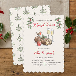 Whimsical Kerstblok Kerst Rehearsal Dinner Kaart
