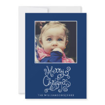 Whimsical KerstBlue Calligraphy Swirl Foto