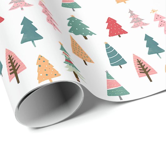 Whimsical-kerstbomen Cadeaupapier (Rol Hoek)