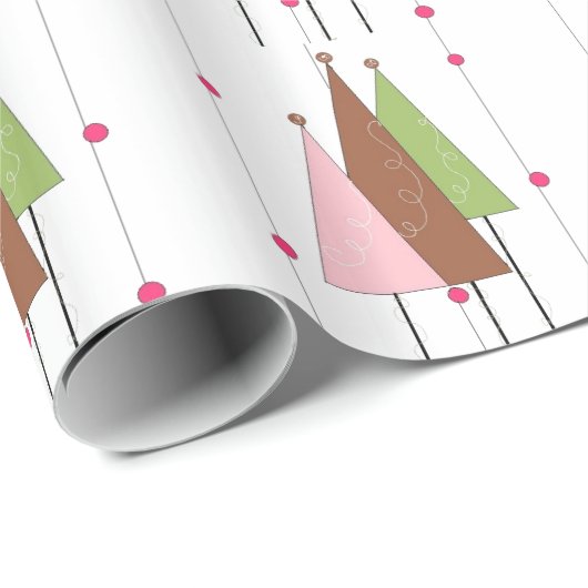 Whimsical-kerstbomen Cadeaupapier (Rol Hoek)