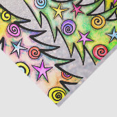 Whimsical Kerstbomen en Birdie Merry Kerstmis Tissuepapier (Detail)