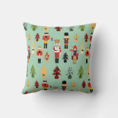 Whimsical-kerstbomen en Nutcrackers Kussen (Achterkant)