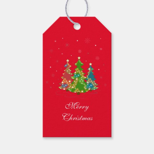 Whimsical Kerstbomen Feestelijke Gift Labels Cadeaulabel (Voorkant)