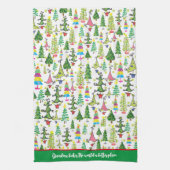 Whimsical Kerstbomen Groene Oma Quote Theedoek (Verticaal)